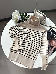 Гольф для дівчинки в смужку Молочний 2931, Happy Star, Молочний, Для дівчаток, Весна Осінь, 104