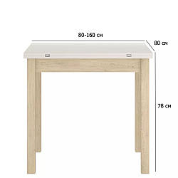 Розкладний кухонний стіл Flip 80-160 см кашемір із ніжками кольору дуб кремона торро у скандинавському стилі