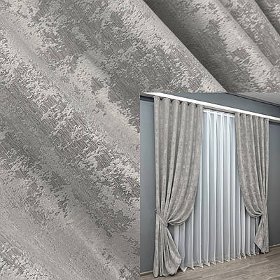 Штори жакард (2шт. 1,3х2,9м.), колекція "Sultan XO", Туреччина. Колір світло-сірий. Код 1124ш 39-878