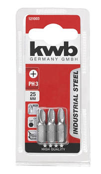 Біта з індустріальної сталі, PH3, 25мм, 3шт, KWB (121003)