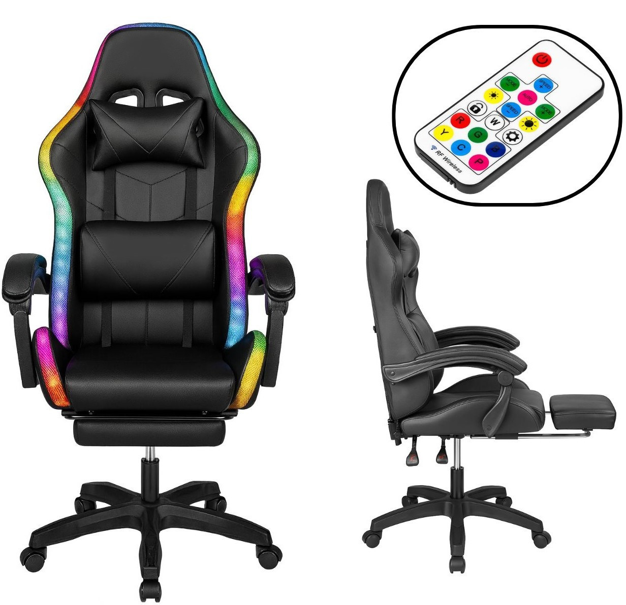 Крісло геймерське ProGame з RGB підсвіткою GX-150, підставка для ніг, комп'ютерне ігрове, фото 1