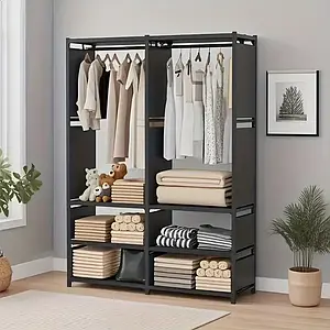 Шафа стелаж для одягу з полицями та штангою металева 170×95×50 см