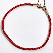 Шовковий браслет червоного кольору із золотою застібкою 18 см 1.03