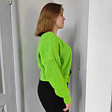 Кардиган жіночий короткий на гудзиках манжети 44/48 салатовий, фото 3