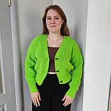 Кардиган жіночий короткий на гудзиках манжети 44/48 салатовий, фото 4