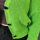 Кардиган жіночий короткий на гудзиках манжети 44/48 салатовий, фото 7