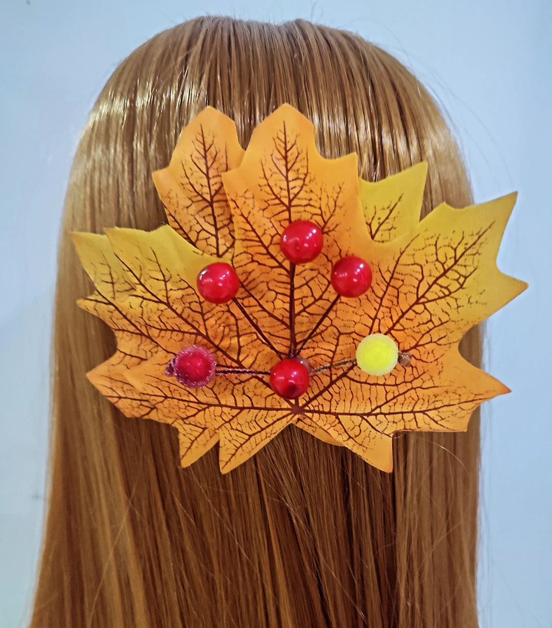 Осіння заколка з листям Осінні заколки заколочки Осінь Осенняя заколка с листьями, фото 1