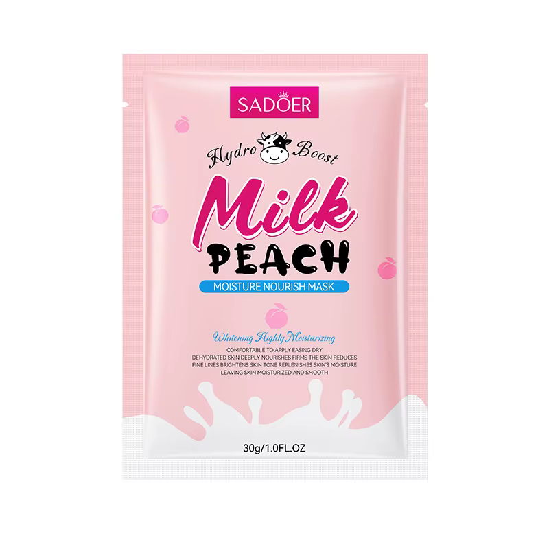 Тканинна маска для обличчя SADOER Milk Peach зволожувальна, поживна 30 г, фото 1