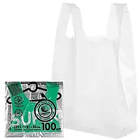 Пакет майка поліетиленовий, фасувальний, 22+(2×5)×38 см, 100 шт, Сomserv, пакет майка фасовка з ручками харчова