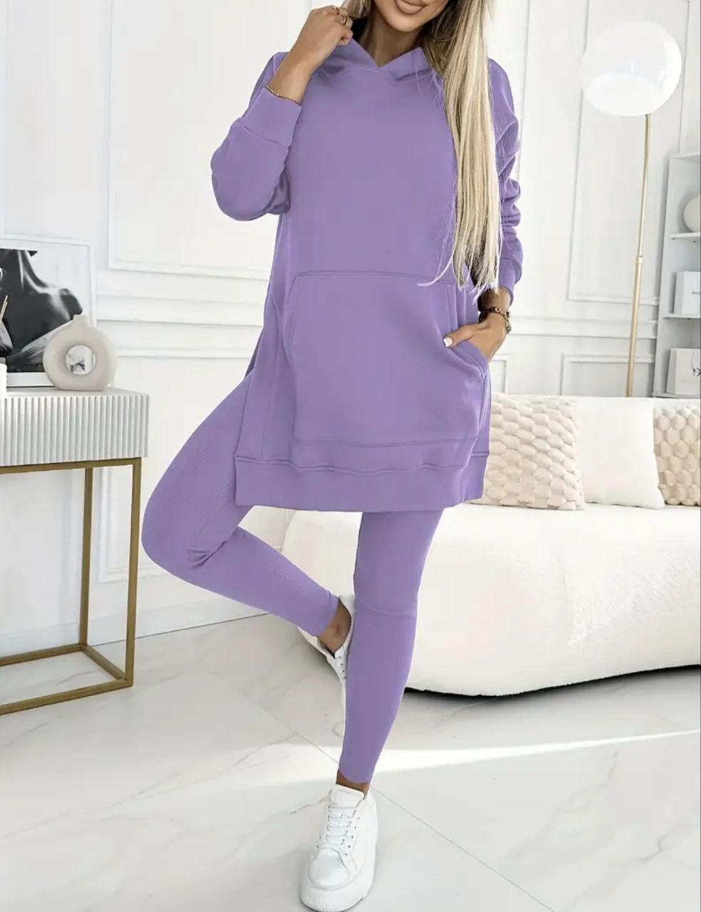 Теплий жіночий костюм подовжене худі і лосини, фото 1