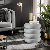 Круглий, оксамитовий пуф із місцем для зберігання речей Altu сірого кольору