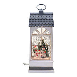 Ліхтар Новорічна родина сніговиків з LED, USB, музикою та сніжним ефектом 27 см