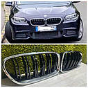Тюнінг Решітки радіатора M5 Style BMW F10 / F11, глянець + хром, 2010–2016 Бмв ф10 ф10 ніздрі м5 стиль Tuning, фото 2