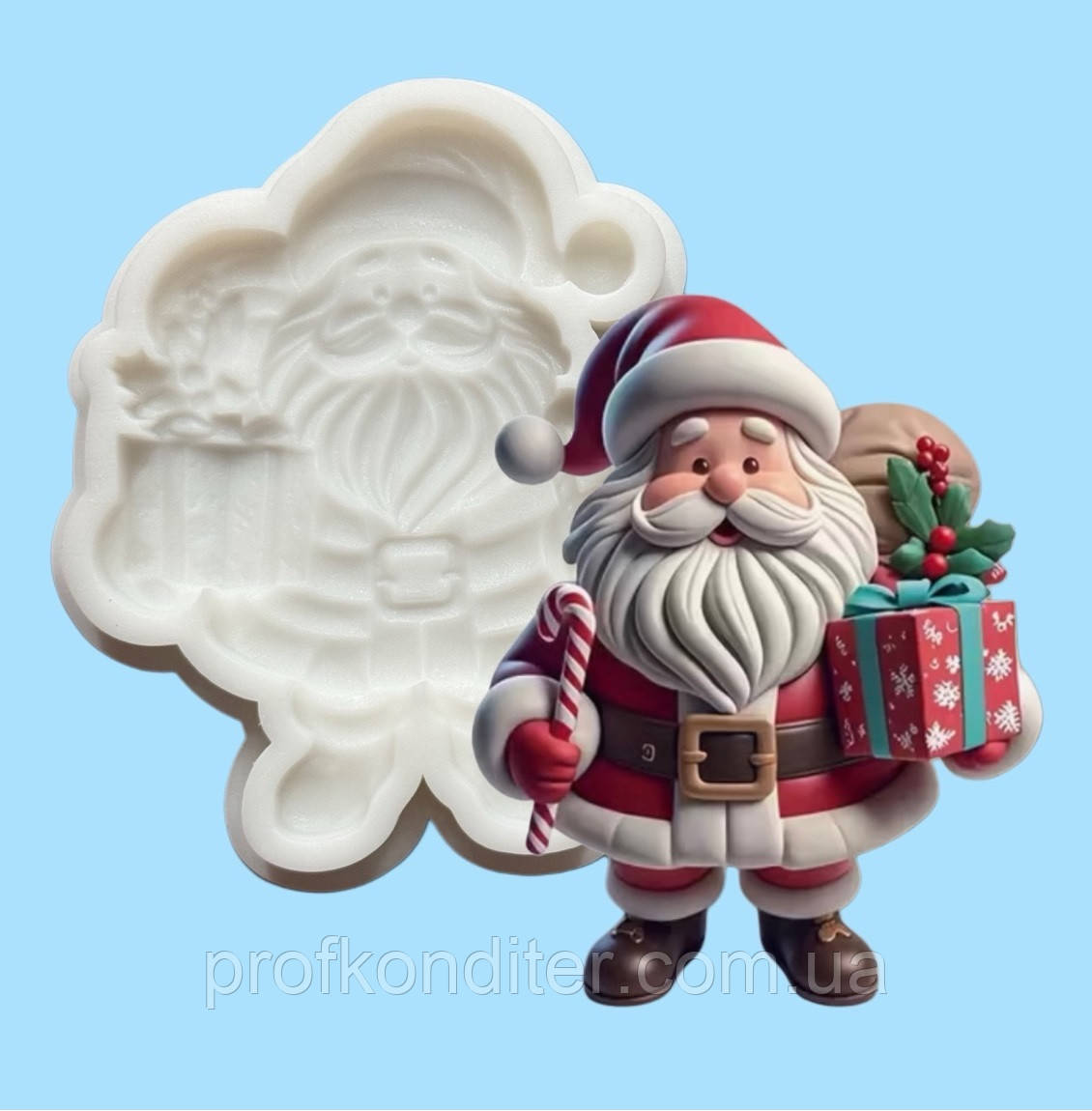 Силіконовий молд для шоколаду та ін "САНТА з подарунком-2", фото 1