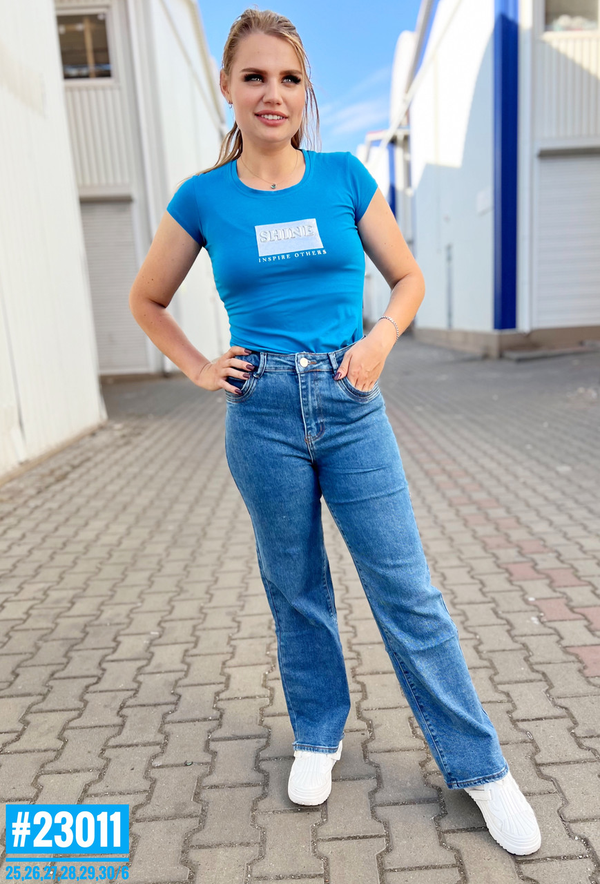 Джинси жіночі с завищеною талією розмірний ряд 25,26,27,28,29,30