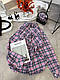 Модна базова стильна жіноча картата фланелева подовжена сорочка в клітку осінній коттон оверсайз 42-46, фото 9