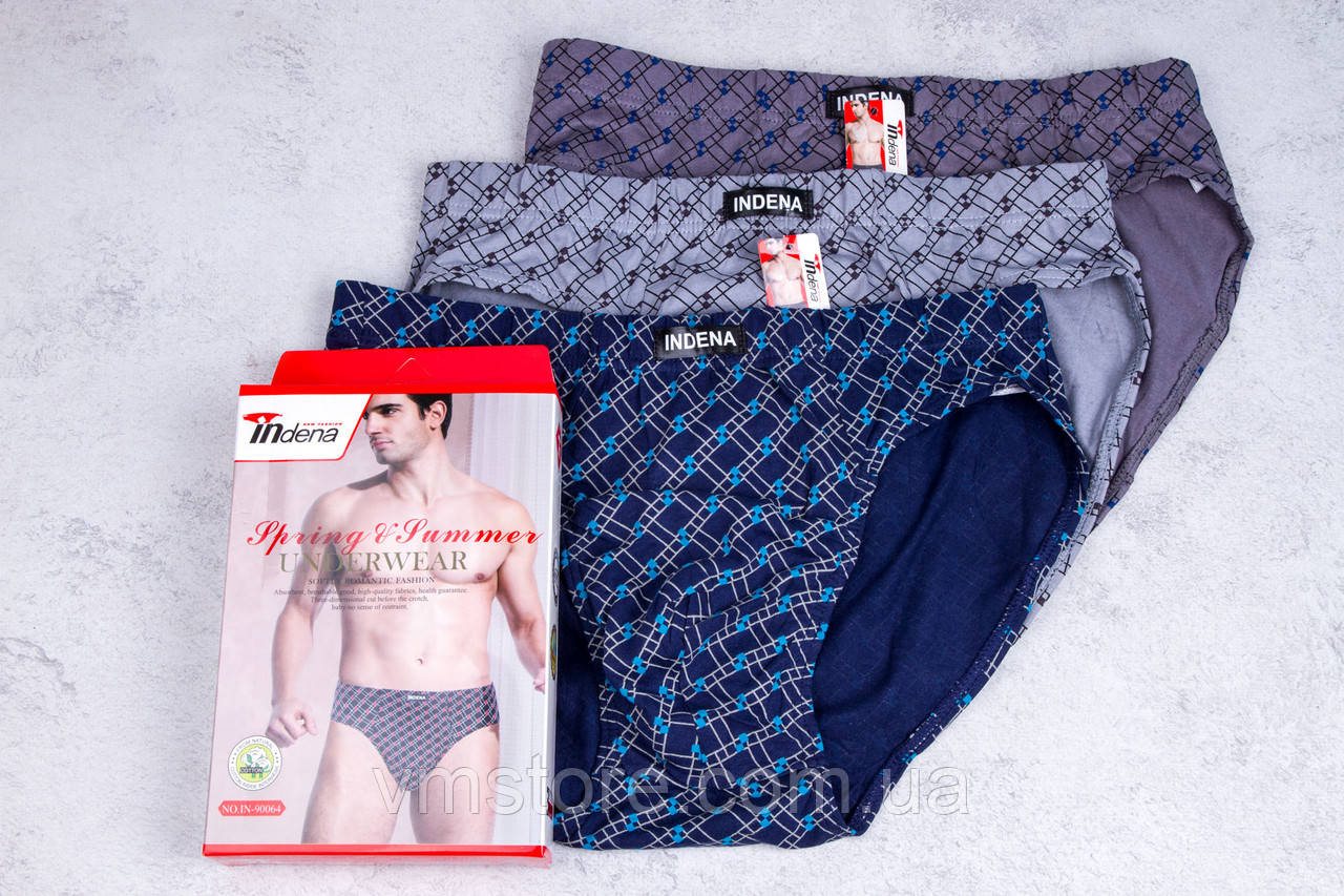 Плавки труси чоловічі Індена, набір 3 штуки, бавовна, розмір XL, фото 1