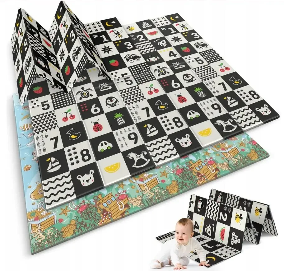 Двосторонній розвивальний килимок Nukido 180*200см, фото 1