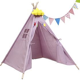 Дитячий ігровий намет вігвам RIAS KRO-135 з дерев'яним каркасом 110x100x100 см Purple (3_07172)