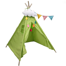 Дитячий ігровий намет вігвам RIAS KRO-135 з дерев'яним каркасом 110x100x100 см Green (3_07170)