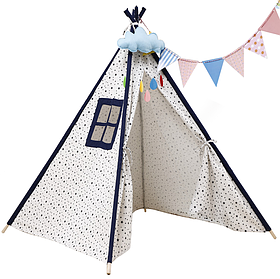 Дитячий ігровий намет вігвам RIAS KRO-110 з дерев'яним каркасом 90x80x80 см Stars (3_07152)