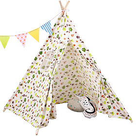 Дитячий ігровий намет вігвам RIAS KRO-135 з дерев'яним каркасом 110x100x100 см Forest (3_07164)