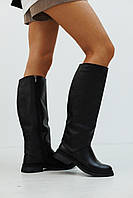 Шкіряні чорні чоботи єврозима внутрішнє утеплення устілки з натурального хутра