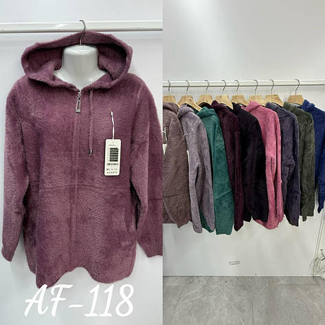 Жіночий кардиган альпака на блискавці з кишенями і капюшоном, кольори в асортименті розмір 48-54, фото 1