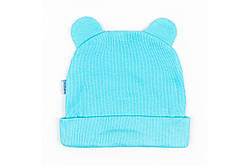 Шапочка дитяча одношарова рубчик із вушками