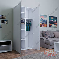 Шафа двостулкова з полицями і штангою 80 см Шафа для одягу в сучасному стилі з ламінованого ДСП