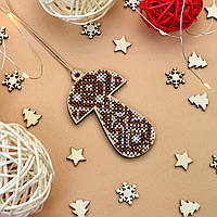 Набір для вишивки новорічної іграшки на дерев`яній основі НД-004 "Вартовий лісу"