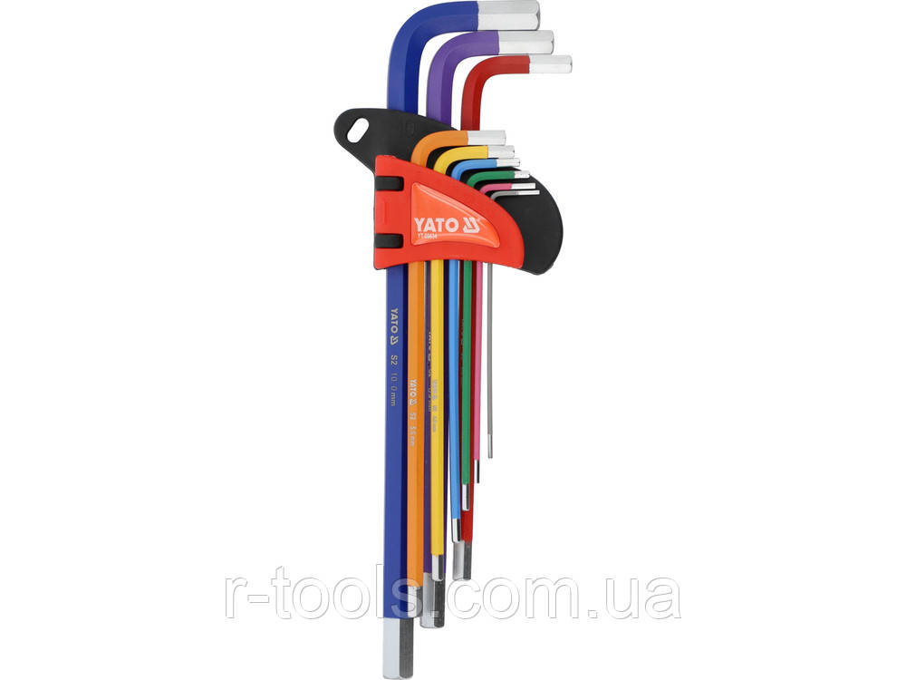 Ключі шестигранні М1.5-10 мм Г-подібні 2-сторонні l= 97- 225 мм 9 шт Yato YT-05634