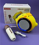 Караоке колонка з мікрофоном курча Караоке GMJ 9824 1 мікрофон, підсвічування, вбудований акумулятор, фото 2