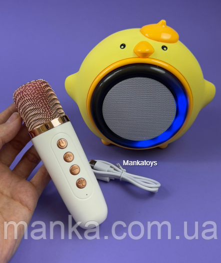 Караоке колонка з мікрофоном курча Караоке GMJ 9824 1 мікрофон, підсвічування, вбудований акумулятор, фото 1