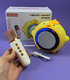 Караоке колонка з мікрофоном курча Караоке GMJ 9824 1 мікрофон, підсвічування, вбудований акумулятор, фото 3