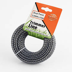Ліска для тримера 3 мм × 15 м Dual Twist | витa з сердечником, посилена косильна струна для бензокоси