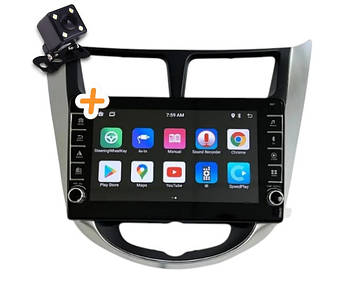 Магнітола для Hyundai Accent 2010-2016 Android 4/64 ГБ з кнопками | 4G, 8-ядер, CarPlay, Bluetooth, камера