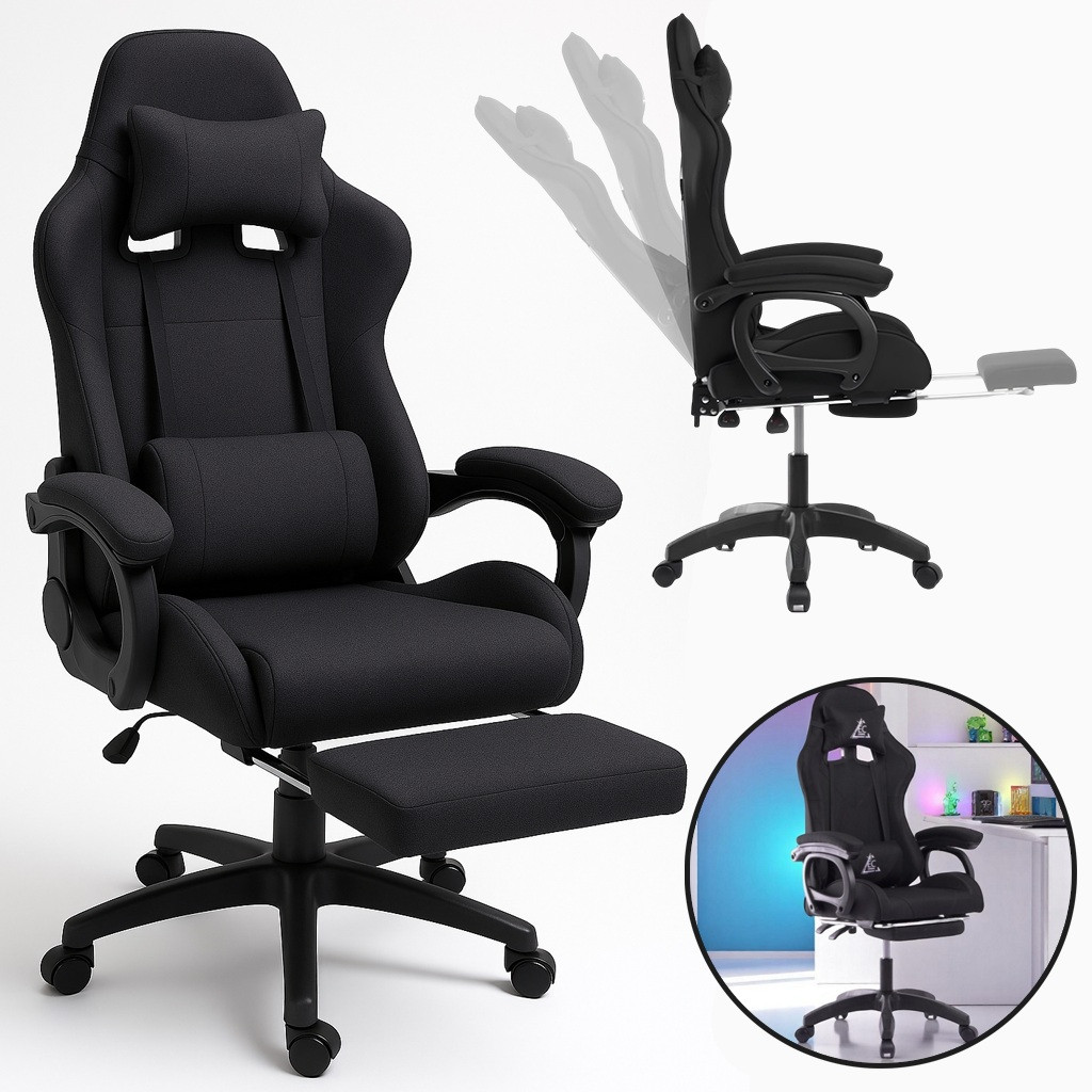 Геймерське крісло SNAKE VIP з тканинної оббивки Чорне Комп'ютерне ігрове для дому та офісу, фото 1