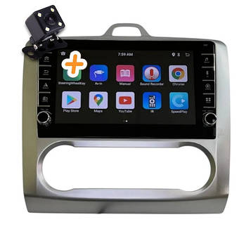 Магнітола для Ford Focus 2 2004-2011 Android 4/64 ГБ з кнопками | 4G, 8-ядер, CarPlay, Bluetooth, камера