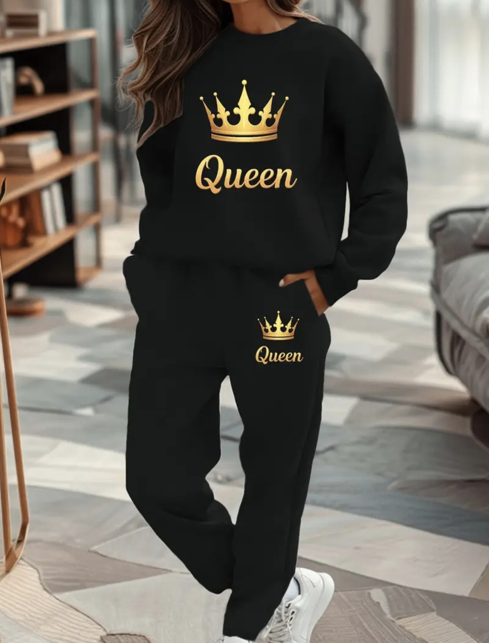 Теплий жіночий костюм з принтом " Queen", фото 1