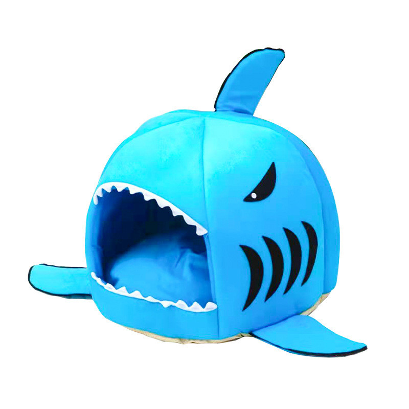 Теплий будиночок для тварин у вигляді акули CB-20B блакитний, фото 1