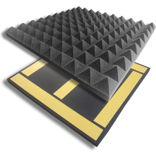 Акустичні панелі швидкого монтажу Quick Installation Pyramid самоклеючі, графіт 50х50см товщина 50мм, фото 1