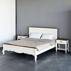 Дерев'яне двоспальне ліжко "Моне" в білому кольорі від виробника