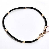 Браслет шовковий чорний із золотими вставками та золотою застібкою 18 см 1.67