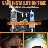 Світлодіодні LED міні лінзи H4 45W 9-16V KELVIN 8000Lm 6000K лампи з лінзою, фото 5