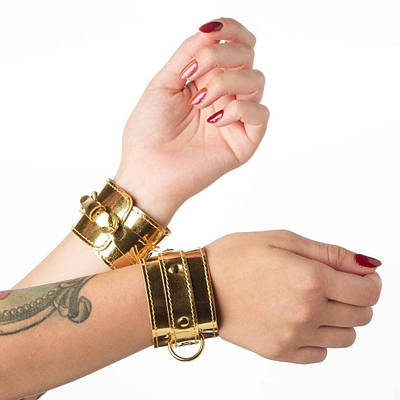 Наручники для БДСМ (без зчіпки) DS Fetish лаковане золото