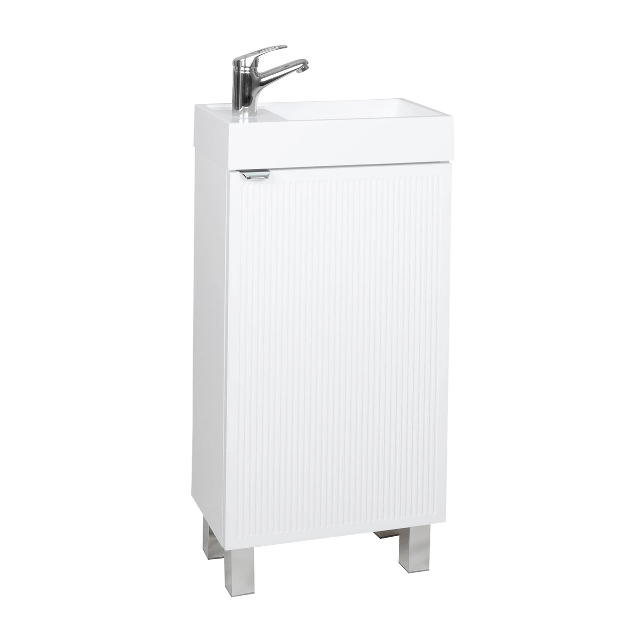 Тумба Fabio (білий мат) з умивальником MINI 40 см (напольна) ручка хром, фото 1