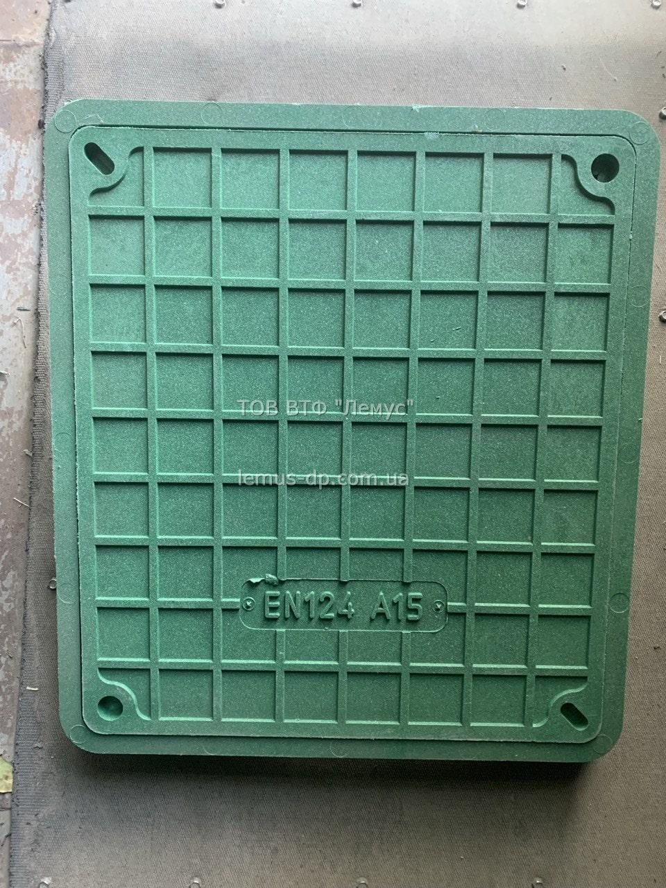 Люк прямокутний 400х450 полімерпіщаний зелений, фото 1
