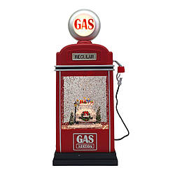 Ліхтар Новорічна бензоколонка з LED, USB, музикою та сніжним ефектом 28.5 см