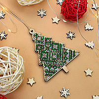 Набір для вишивки новорічної іграшки на дерев`яній основі НД-003 "Лісова красуня"